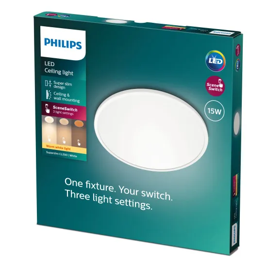Philips SuperSlim fehér LED mennyezeti lámpa (PHI-8718699681012) LED 1 izzós IP20