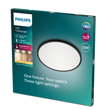 Philips SuperSlim fekete LED mennyezeti lámpa (PHI-8719514327085) LED 1 izzós IP20