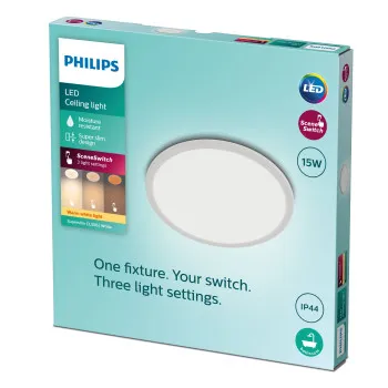 Philips SuperSlim fehér fürdőszobai LED mennyezeti lámpa (PHI-8719514327184) LED 1 izzós IP44