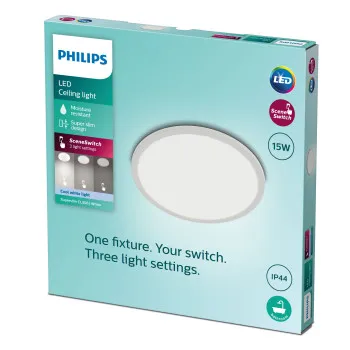 Philips SuperSlim fehér fürdőszobai LED mennyezeti lámpa (PHI-8719514327221) LED 1 izzós IP44
