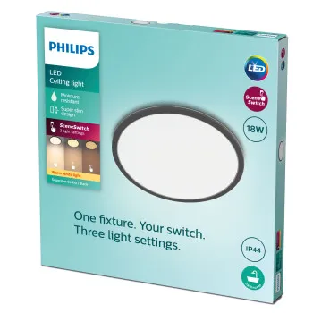 Philips SuperSlim fekete fürdőszobai LED mennyezeti lámpa (PHI-8719514327283) LED 1 izzós IP44