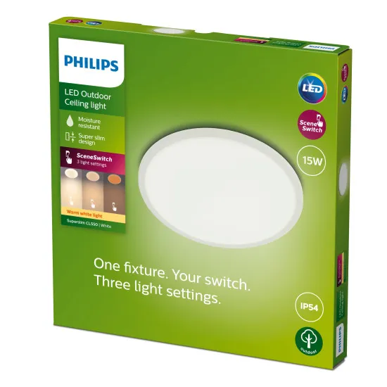 Philips SuperSlim fehér LED kültéri mennyezeti lámpa (PHI-8719514417953) LED 1 izzós IP54