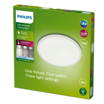 Philips SuperSlim fehér LED kültéri mennyezeti lámpa (PHI-8719514417991) LED 1 izzós IP54