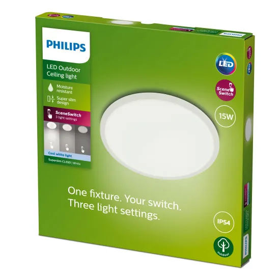 Philips SuperSlim fehér LED kültéri mennyezeti lámpa (PHI-8719514417991) LED 1 izzós IP54