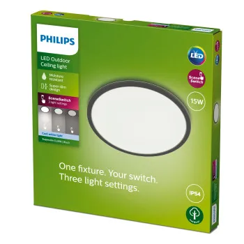 Philips SuperSlim fekete LED kültéri mennyezeti lámpa (PHI-8719514418011) LED 1 izzós IP54
