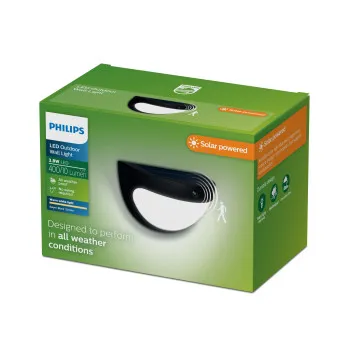 Philips Swyn fekete napelemes LED kültéri fali lámpa (PHI-8721103105554) LED 1 izzós IP44