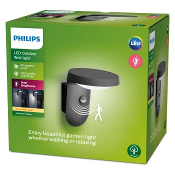 Philips Tyla antracit mozgásérzékelős LED kültéri falikar (PHI-8719514476837) LED 1 izzós IP44