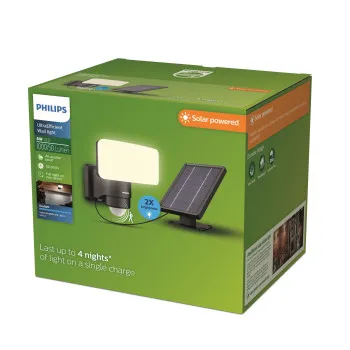 Philips Tylus fekete napelemes LED kültéri fali lámpa (PHI-8720169362222) LED 1 izzós IP44