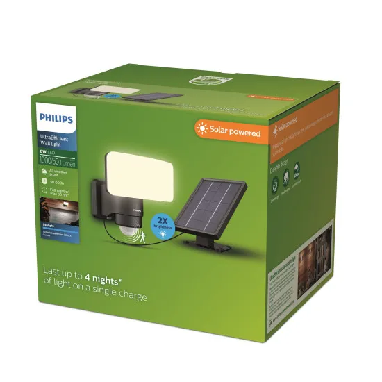 Philips Tylus fekete napelemes LED kültéri fali lámpa (PHI-8720169362222) LED 1 izzós IP44