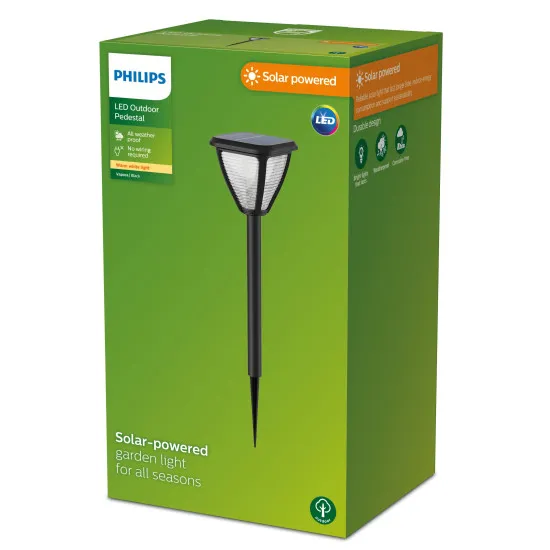 Philips Vapora fekete napelemes LED kültéri leszúrható lámpa (PHI-8720169265721) LED 1 izzós IP44