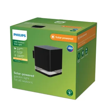 Philips Virona fekete napelemes LED kültéri falikar (PHI-8720169386815) LED 1 izzós IP44