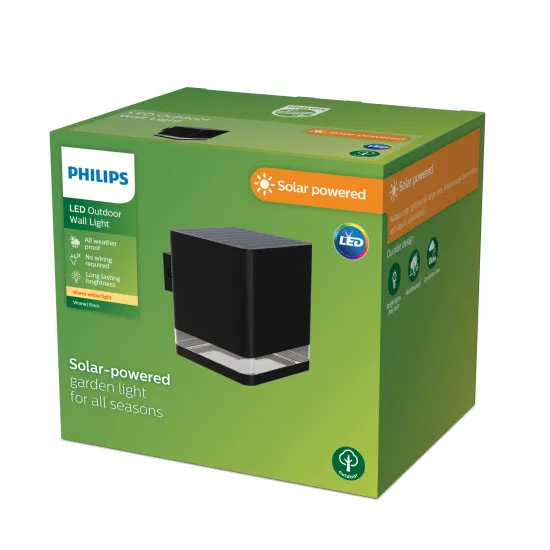 Philips Virona fekete napelemes LED kültéri falikar (PHI-8720169386815) LED 1 izzós IP44