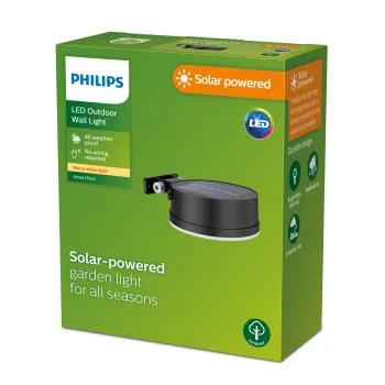 Philips Vynce fekete napelemes LED kültéri falikar (PHI-8720169265622) LED 1 izzós IP44