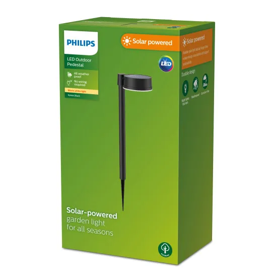 Philips Vynce fekete napelemes LED kültéri leszúrható lámpa (PHI-8720169265646) LED 1 izzós IP44