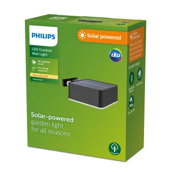 Philips Vynce fekete napelemes LED kültéri falikar (PHI-8720169265660) LED 1 izzós IP44
