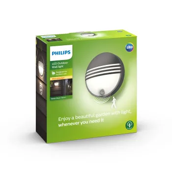 Philips Yarrow fekete mozgásérzékelős LED kültéri fali lámpa (PHI-8718696131626) LED 1 izzós IP44