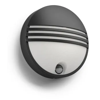Philips Yarrow fekete mozgásérzékelős LED kültéri fali lámpa (PHI-8718696131626) LED 1 izzós IP44