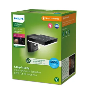 Philips Zonal fekete napelemes LED kültéri falikar (PHI-8720169265745) LED 1 izzós IP44