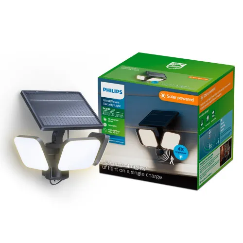 Philips Zyren fekete napelemes LED kültéri fali lámpa (PHI-8721103105455) LED 1 izzós IP65