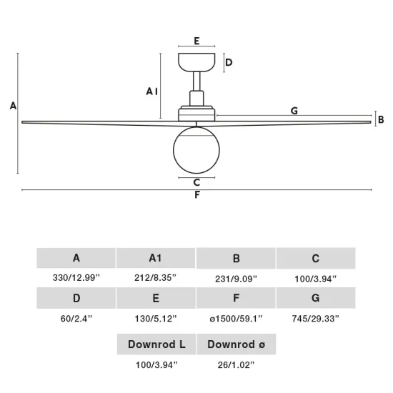 Faro Klim L fehér-barna mennyezeti csillár ventilátor (FAR-34279WP-11L) E27 1 izzós IP20