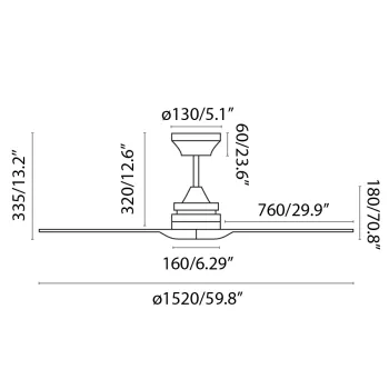 Faro Polea L barna fényforrás nélküli mennyezeti ventilátor (FAR-33724)   IP20