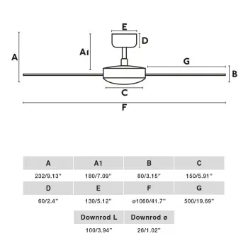 Faro Rudder S fekete-dió fényforrás nélküli mennyezeti ventilátor (FAR-34296)   IP20