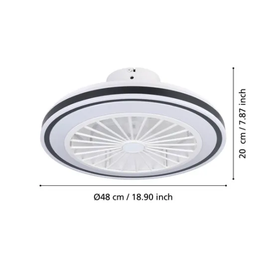 Eglo Almeria fehér-fekete LED mennyezeti ventilátoros lámpa (EG-35182) LED 1 izzós IP20