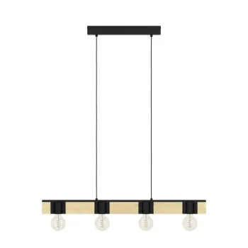 Eglo Bailrigg fekete-natúr függesztett lámpa (EG-43902) E27 4 izzós IP20