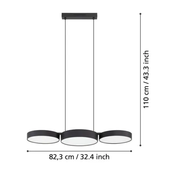 Eglo Barbano-Z fekete LED függesztett lámpa (EG-900854) LED 3 izzós IP20