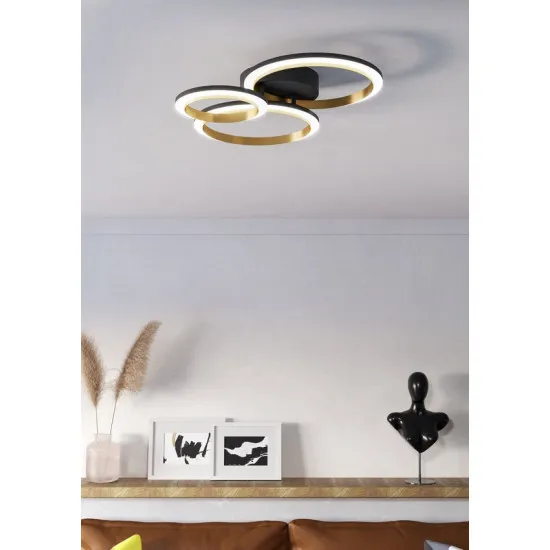 Eglo Calliera fekete-sárgaréz LED mennyezeti lámpa (EG-901224) LED 1 izzós IP20
