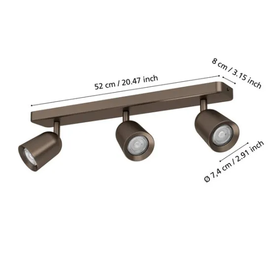 Eglo Camaldoli bronz mennyezeti spotlámpa (EG-901951) GU10 3 izzós IP20