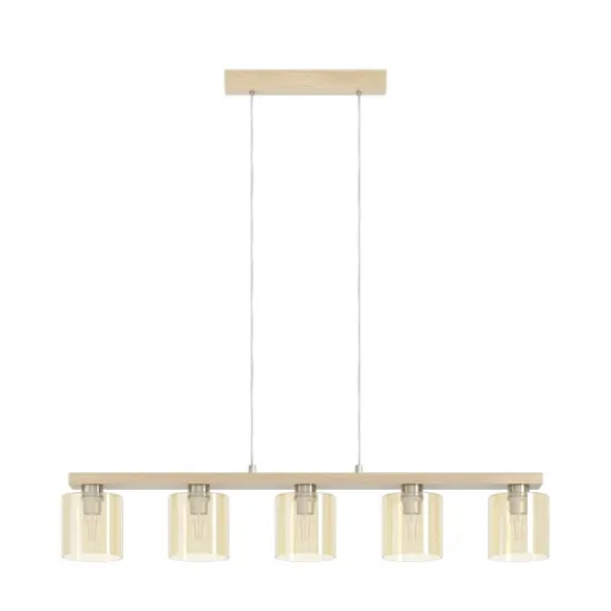 Eglo Castralvo barna-borostyán függesztett lámpa (EG-901292) E27 5 izzós IP20