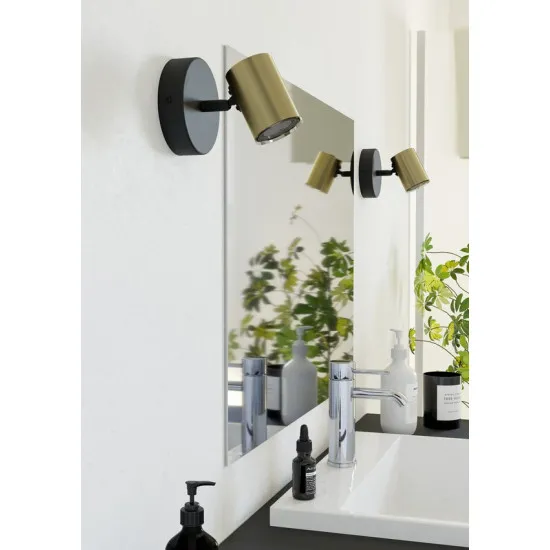 Eglo Consuma 1 fekete-sárgaréz fürdőszobai fali spotlámpa (EG-300583) GU10 1 izzós IP44