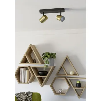 Eglo Consuma 1 fekete-sárgaréz fürdőszobai mennyezeti spotlámpa (EG-300584) GU10 2 izzós IP44