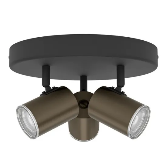 Eglo Consuma 1 fekete-bronz fürdőszobai mennyezeti spotlámpa (EG-300591) GU10 3 izzós IP44
