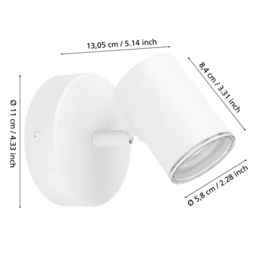 Eglo Consuma 1 fehér fürdőszobai fali spotlámpa (EG-901961) GU10 1 izzós IP44