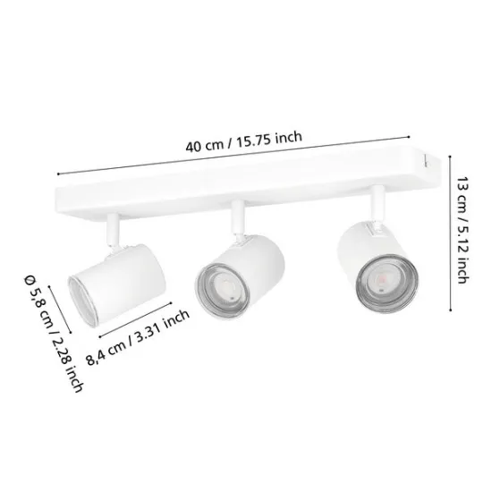 Eglo Consuma 1 fehér fürdőszobai mennyezeti spotlámpa (EG-901963) GU10 3 izzós IP44