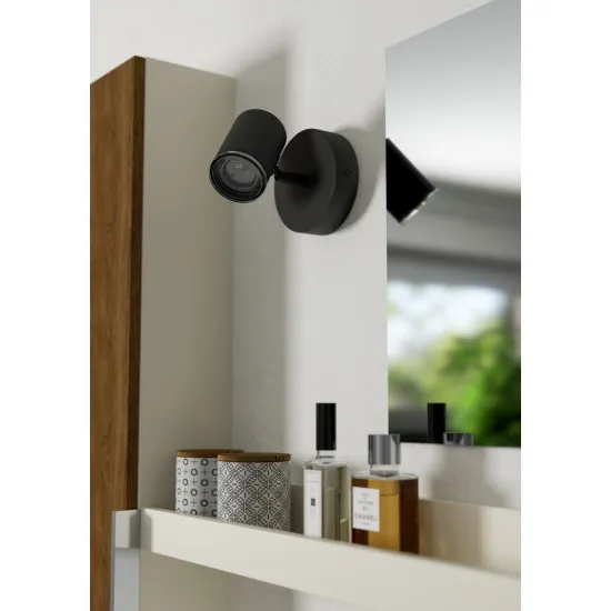 Eglo Consuma 1 fekete fürdőszobai fali spotlámpa (EG-901964) GU10 1 izzós IP44