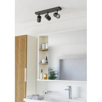 Eglo Consuma 1 fekete fürdőszobai mennyezeti spotlámpa (EG-901966) GU10 3 izzós IP44