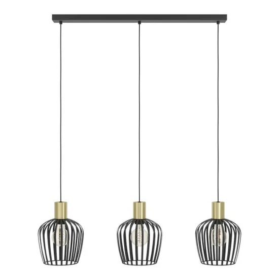 Eglo Empoli fekete-sárgaréz függesztett lámpa (EG-901037) E27 3 izzós IP20