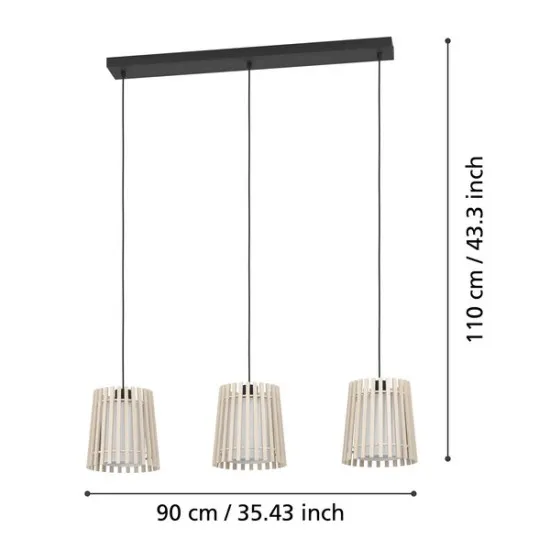 Eglo Fattoria fekete függesztett lámpa (EG-900903) E27 3 izzós IP20