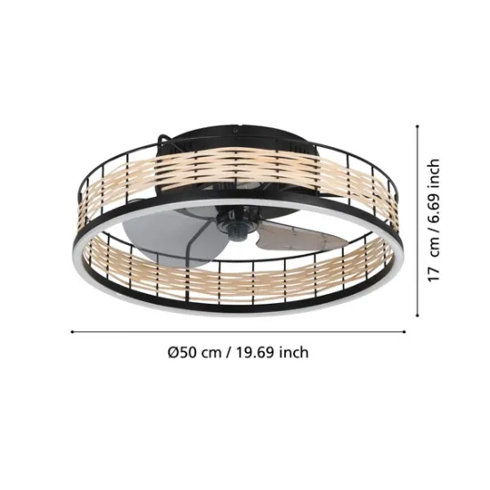 Eglo Frana matt fekete LED mennyezeti ventilátoros lámpa (EG-35148) LED 1 izzós IP20