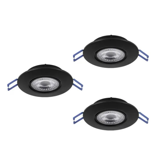 Eglo Gedrez fekete LED mennyezetbe építhető lámpa szett (EG-300188) LED 3 izzós IP20