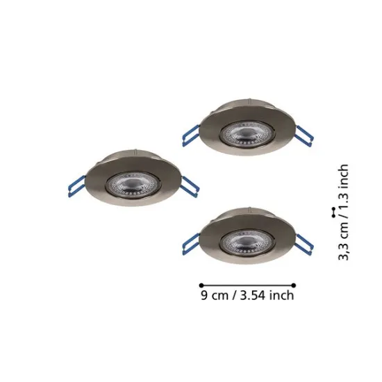 Eglo Gedrez matt nikkel LED mennyezetbe építhető lámpa szett (EG-300193) LED 3 izzós IP20