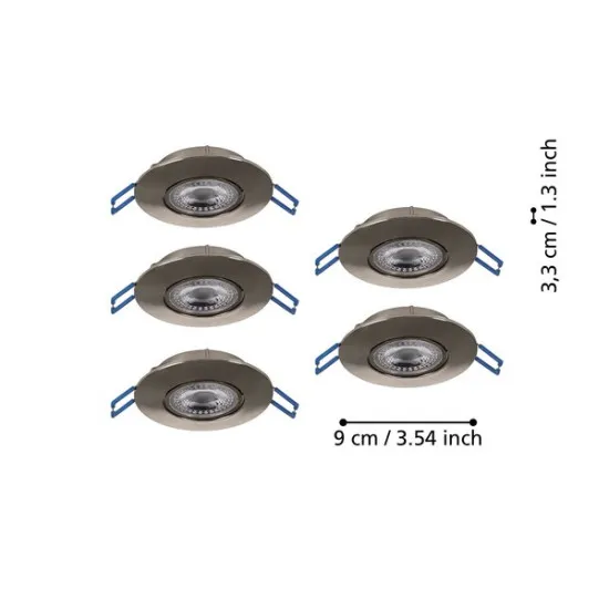 Eglo Gedrez matt nikkel LED mennyezetbe építhető lámpa szett (EG-300194) LED 5 izzós IP20