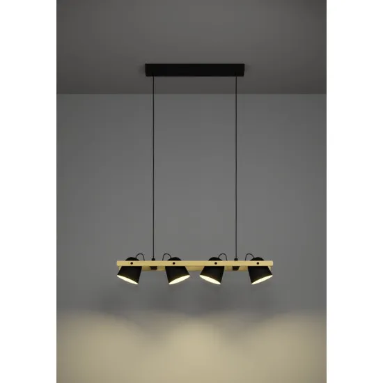 Eglo Hornwood-Z fekete-barna LED függesztett lámpa (EG-900883) LED 4 izzós IP20