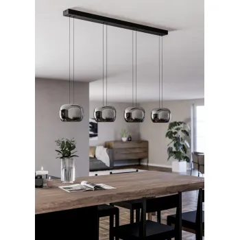 Eglo Hortunas fekete LED függesztett lámpa (EG-390433) LED 4 izzós IP20