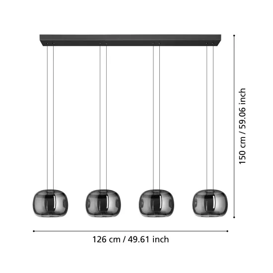 Eglo Hortunas fekete LED függesztett lámpa (EG-390433) LED 4 izzós IP20