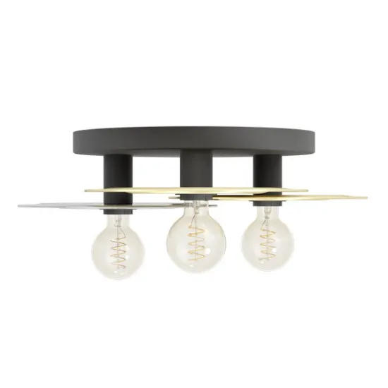 Eglo Lintmill fekete-sárgaréz mennyezeti lámpa (EG-44027) E27 3 izzós IP20