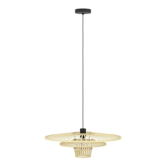 Eglo Lydney fekete-natúr függesztett lámpa (EG-44012) E27 1 izzós IP20